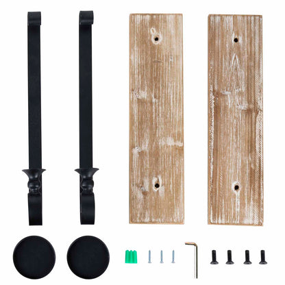 Wall Sconce Candle Holder (Set of 2) Black Wall-Mount Metal and Wooden Candle Holders for Living Room, Bathroom, Dining Room
