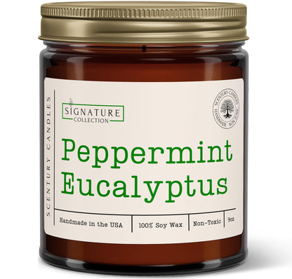 Peppermint Eucalyptus Scented Candle, Many Scents to Choose from, All Natural Non-Toxic Soy Wax, Handmade in The USA(Peppermint Eucalyptus)
