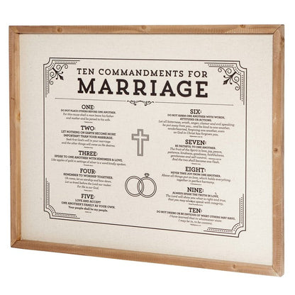Creative Brands Faithworks - Wood Framed Linen Wall Art, 20 x 16-Inch, 10 Commandments of Marriage