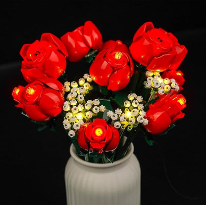 VONADO Light Kit Compatible with Lego-Bouquet-of-Roses-10328 Flowers Icons (Lights Only No Models) Creative LED Lighting Set Compatible with Lego 10328 Valentines Roses Bouquet Building Set