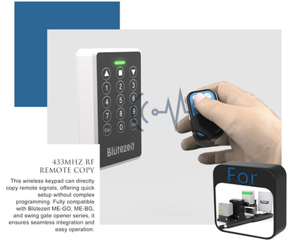 Blütezeit 6300lb 220V (~240V) Sliding Gate Opener with MWK30 Wireless Keypad – 2.05HP Heavy Duty Rack-Drive Motor with Remote Controls & IR Sensor for Driveway Gates up to 40ft