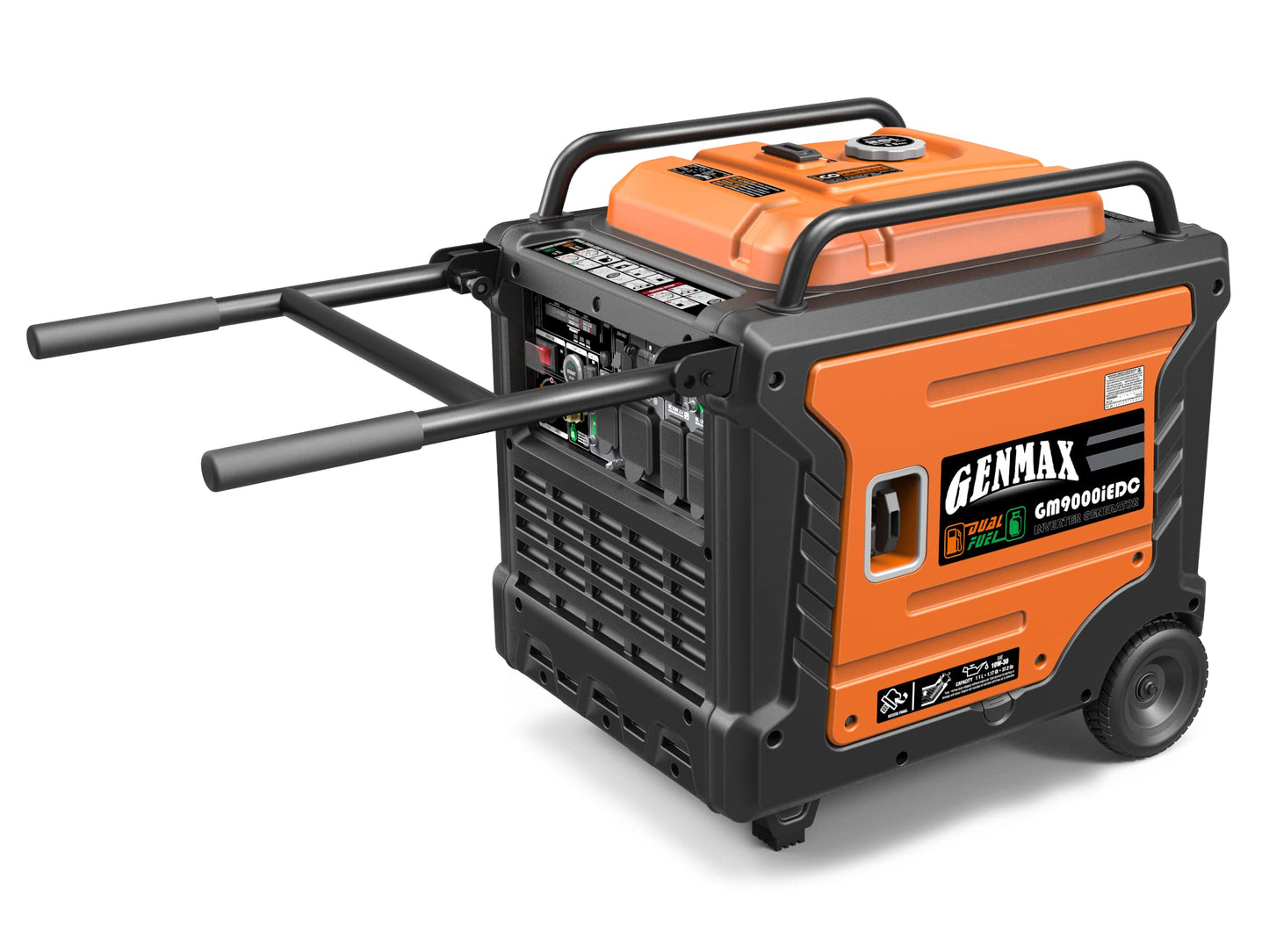 GENMAX Portable Generator, 9000W Super QuietDual Fuel Portable Engine with Parallel Capability, Remote/Electric Start, Ideal for Home backup power.EPA &CARB Compliant (GM9000iEDC)