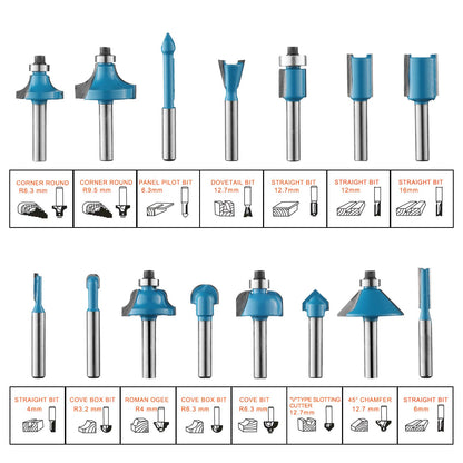 Genmitsu CNC Machine 3018-PRO Router Kit +15pcs 1/4 Inch Shank Router Bits Set with Carry Storage Case