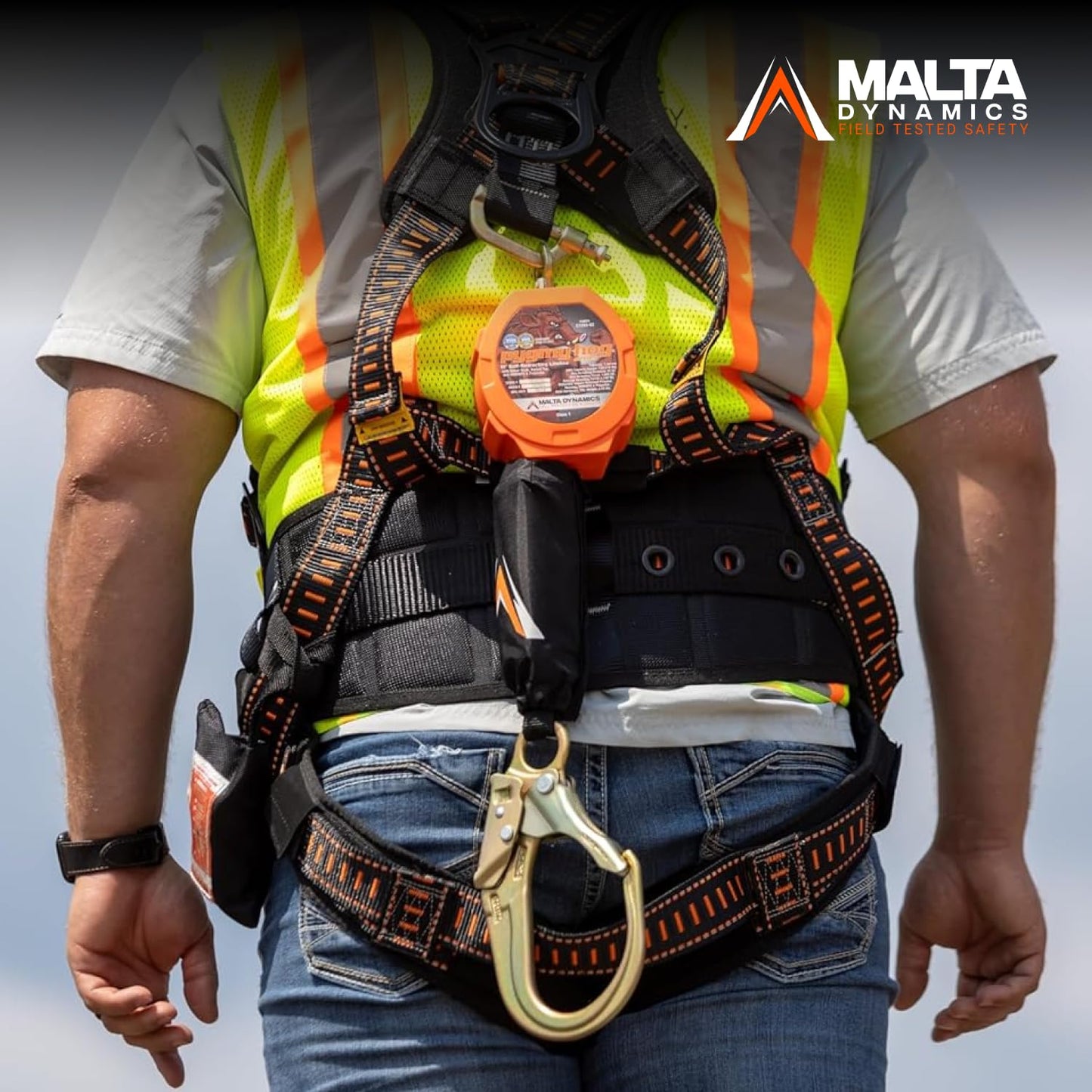Malta Dynamics Pygmy Hog 11-Foot Self-Retracting Lifeline (SRL) – OSHA & ANSI Compliant Fall Protection Retractable Lanyard with Rebar Hook – Class 1-P, Lightweight, Durable, 310 Pound Capacity