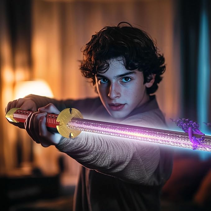Mould King Zoro Sword Building Set - 41.7 Rechargeable LED Lightsaber with Display Stand DIY Assembly STEM Model Kit for Adults Creative Collectible Sci-Fi Toy &amp Cosplay Gift Idea (1832+ PCS)