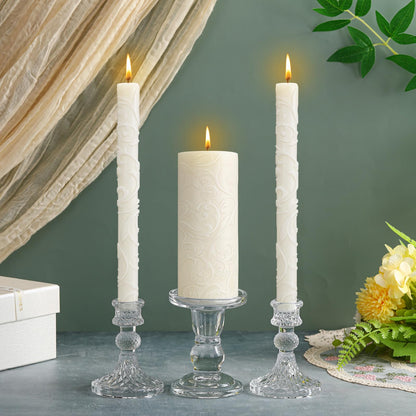 Irenare Unity Candles with Holder for Wedding Ceremony Wedding Decortions Accessories Glass Candle Holder Pillar Candle for Formal Events Church (Delicate)
