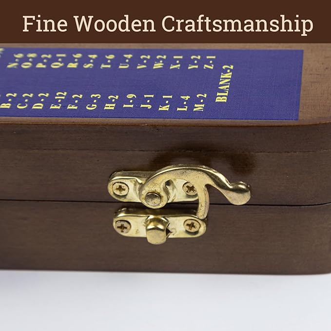 Wooden Folding Crossword Board Game – Word Game Set with 100 Letter Tiles Sand Timer Pencil Racks &amp Bag – Portable Wooden Game for Adults &amp Family