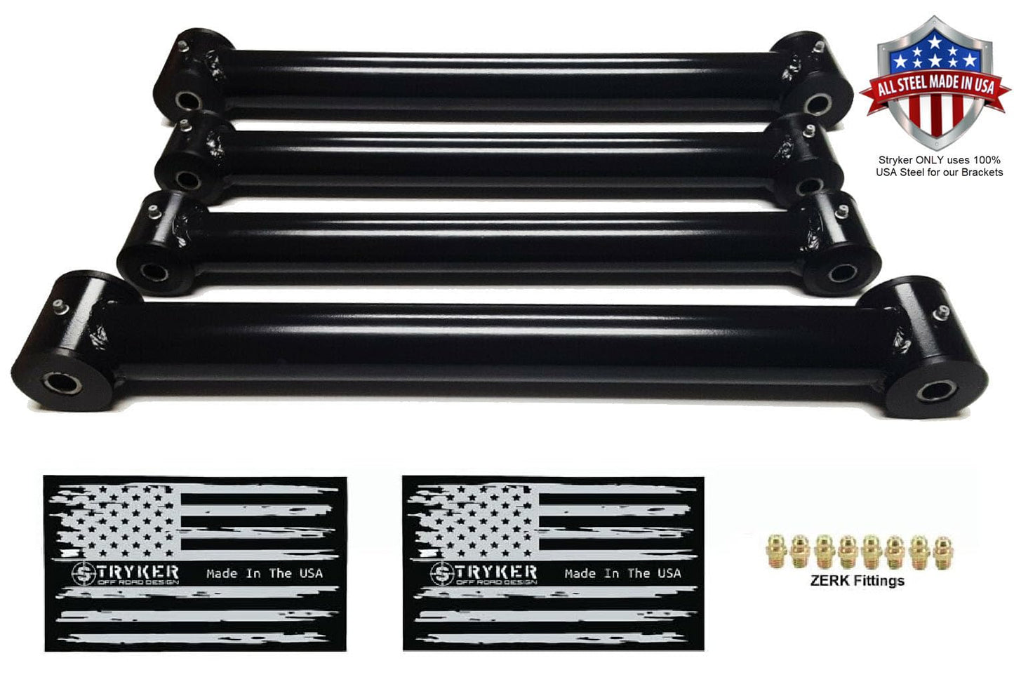 Stryker Off Road Design Upgraded Dodge Ram 1500 2500 3500 4WD Control Arms 2-3" Lift Height 2003 to 2009 CAD Engineered and Made in the USA with USA Steel