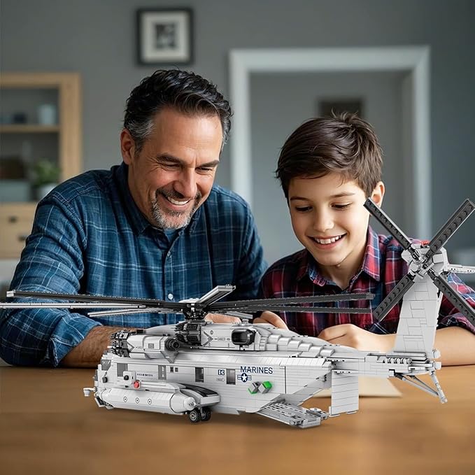 Reobrix CH-53 Helicopter Building Set 33037 Military Transport Helicopter Toy Aircraft Model Kit for Men Ideal Airplane Toy Gifts for Boys Kids 14+ Adults and Military Fans