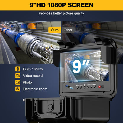 Anysun Self-Leveling Sewer Camera with Distance Counter, 0.28in/7mm Diameter 165ft Cable, 9'' 1080P IPS Screen, Pipe Inspection Camera with DVR Recording-32GB