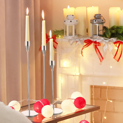 Set of 18 Tall Candlestick Holders Thin Metal Taper Candle Holders for Table Centerpiece Modern Decorative Pillar Candle Sticks Stand for Home Wedding Christmas Decoration(Silver)