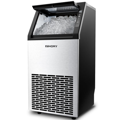 EUHOMY Commercial Ice Maker Machine,100lbs/24H Stainless Steel Under Counter Ice Machine with 33lbs Storage Bin, Freestanding Ice Maker for Home/Bar/Cafe/Restaurant