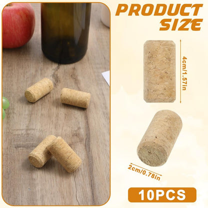 10 PCS Straight Wine Corks, #7 Premium Soft Wood Cork Stoppers, 1.57" X 0.79" Leakproof Wine Bottle Corks for Beer Crafts DIY Arts Decor