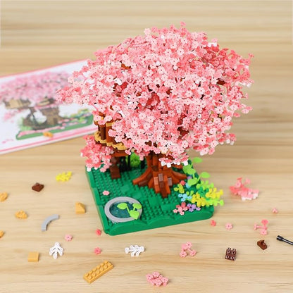 Cherry Blossom Bonsai Tree Mini Micro Building Set Japanese Sakura Tree House Model Sets for Adults Flowers House Mini Bricks Building Kit Creative Gift Toys for Teens 14 (2028PCS)