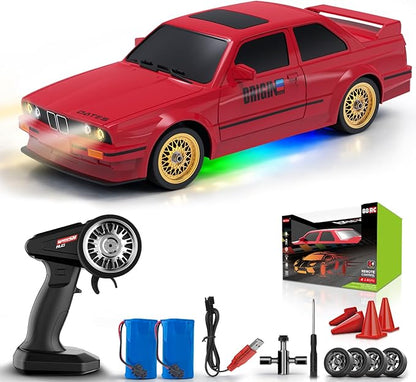 RC Drift Car 2.4GHz 1:16 Scale 4WD 30KM/H High Speed Remote Control Cars Vehicle with LED Lights 2Pcs Rechargeable Batteries Drifting Tires Racing Sport Toy Cars for Adults Boys Girls Kids Gift