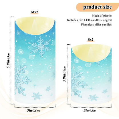Christmas Flameless Candles Set of 2 Snowflakes Teal Turquoise D Realistic LED Candles with Remote Battery Operated Holiday Decorations
