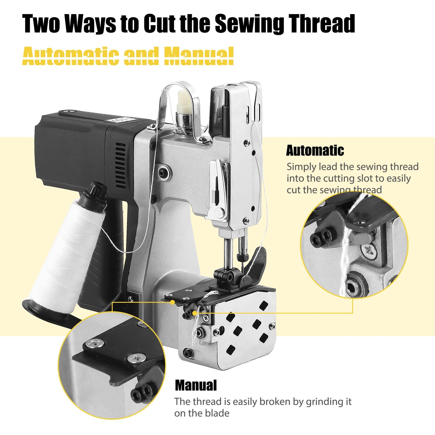 Moonshan Bag Sewing Machine 2s/bag Bag Closing Machine Portable Bag Closer 6.4Lbs Automatic Woven Bag Sewer Packing Machine for Packing Bags Non-woven Fabrics Leather
