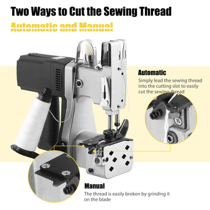 Moonshan Bag Sewing Machine 2s/bag Bag Closing Machine Portable Bag Closer 6.4Lbs Automatic Woven Bag Sewer Packing Machine for Packing Bags Non-woven Fabrics Leather