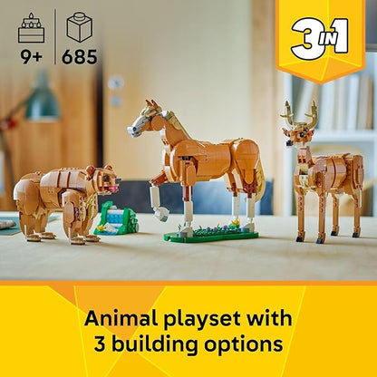 LEGO Creator 3 in 1 Beautiful Horse Building Toy for Kids - Building Blocks &amp Learning Toy for Girls &amp Boys Ages 9+ Create a Horse Bear or Deer Toy with 1 Set - Gift for Birthdays - 31166
