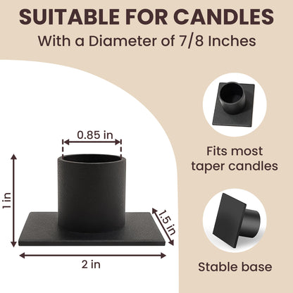 Iron Taper Candle Holder - Set of 4 Black Metal Candlestick Holders for Home Decor, Wedding, Housewarming, Birthday, Candle Stand Made in Unique Blend of Farmhouse and Antique Styles