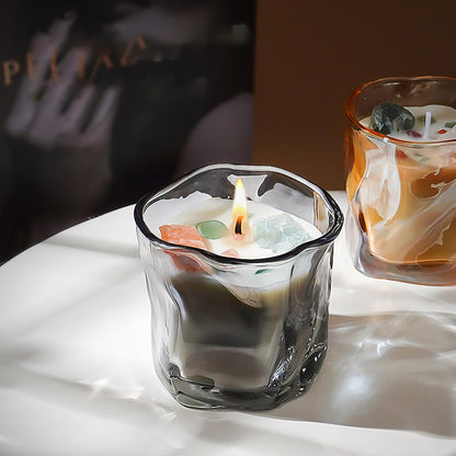 CaxyKyx Scented Soy Candles with Crystals Inside Aromatherapy Candle for Women Positivity Energy Gift Mothers Days Birthday Gray