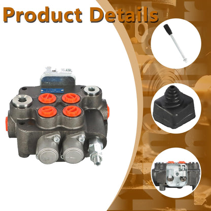 kimllier 2 Spool Hydraulic Valve 21GPM 3625PSI Hydraulic Directional Control Valve w/Joystick SAE Ports Double Acting Valve