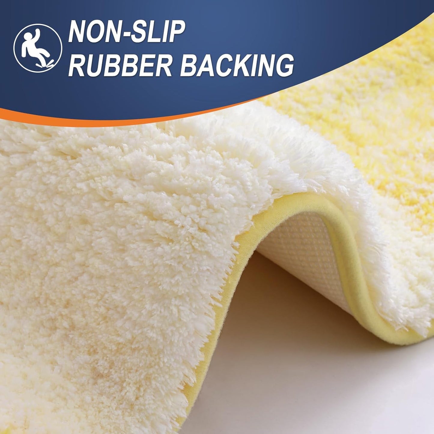 OLANLY Bathroom Runner Rugs - Extra Soft Microfiber Mat, Quick Dry & Washable, 47x17 Inches, Yellow