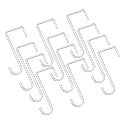 JOYSEUS 12pcs Vinyl Fence Hooks, 2 x 6 Inches Patio Hooks, White Powder Coated Steel Fence Hooks Hangers for Hanging Plants, Lights, Pool Equipment…