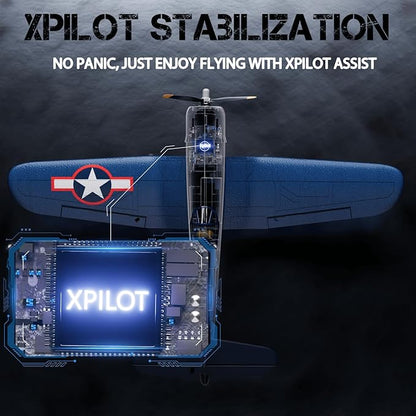 Volantexrc Brushless RC Planes 4 Channel F4U Corsair RTF RC Airplane Fighter 6-Axis Gyro wiih 3 Flight Modes One-Key Aerobatic Wingspan 500mm Fuselage 396mm with 3 Batteries Ideal Park Flyer