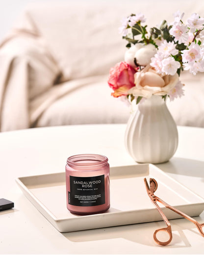 M&SENSE Sandalwood Rose Home Scented Candles, 7.05oz Natural Soy Wax, 50 Hours Slow Burning Romantic Smelling Scent for Women, Housewarming Gifts for Family Friends