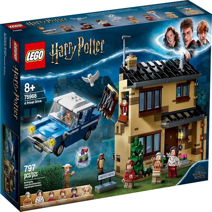 LEGO Harry Potter 4 Privet Drive 75968 House and Ford Anglia Flying Car Toy Wizarding World Gifts for Kids Girls &amp Boys with Harry Potter Ron Weasley Dursley Family and Dobby Minifigures