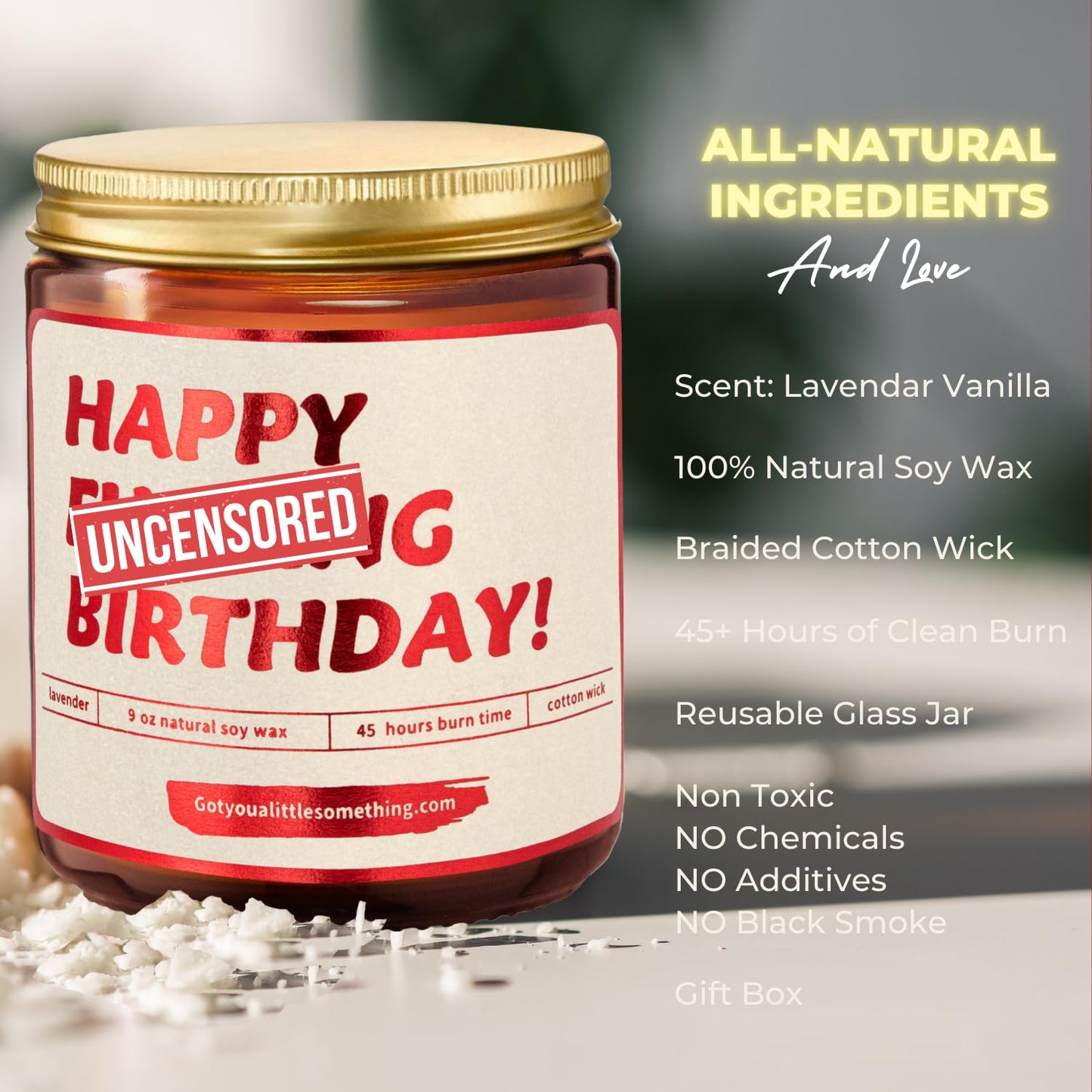 Funny Happy Birthday Candle | Lavender Vanilla, 100% Soy Wax | Funny Gifts for Women Friendship, Sister, Best Friend, BFF, Bestie, Coworker - Gag Candle Gift Idea for 40th or 30th Birthday for Her