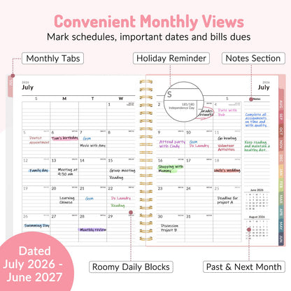 Teacher Planner 2026-2027, Forvencer Academic Planner 2026-2027, Jul 2026 - Jun 2027, 8.5"x11", Weekly & Monthly Planning Book with 7 Periods, School Agenda for Teacher Student, A4, Polka Dot Style