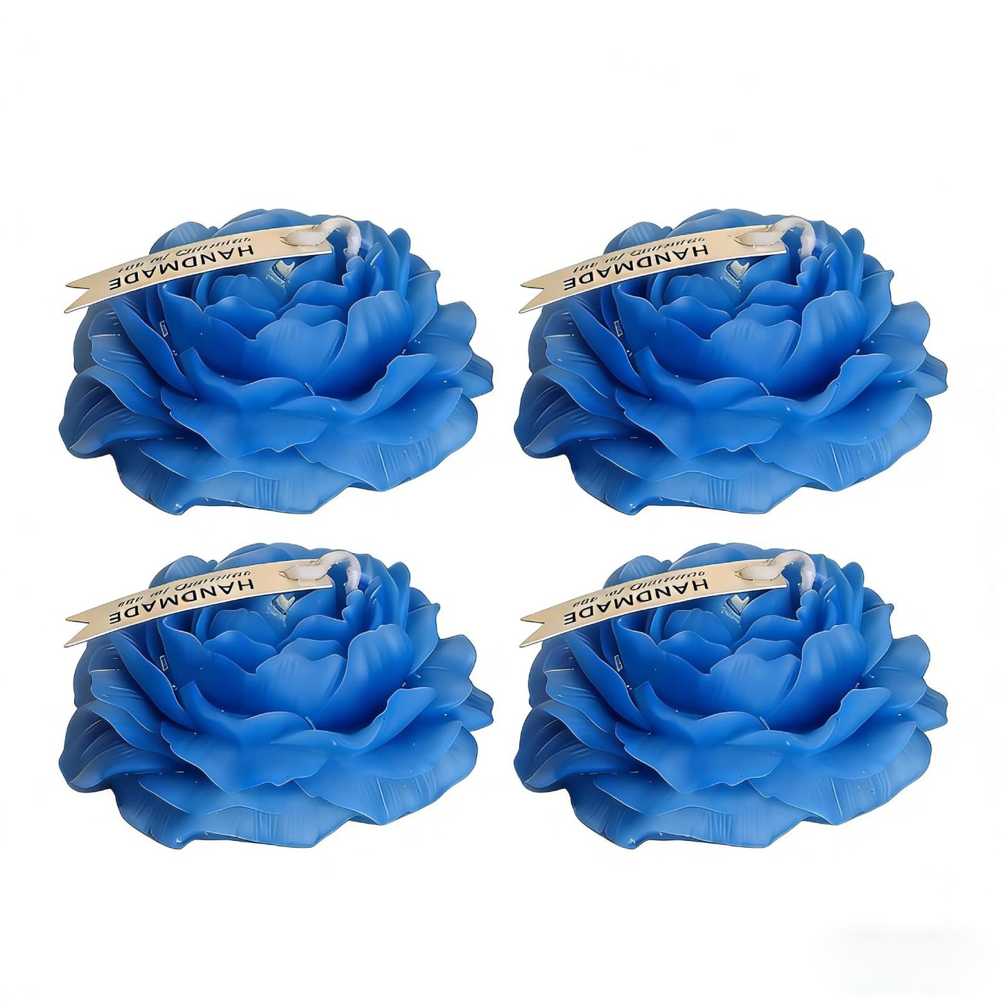 Scented Candles Set for Women Mom,4 Pack Aromatic Peony-Shaped Candle Ornament for Home,Blue Soy Candles for Living Room and Bedroom, Birthday Gifts Valentines Day Candle - Bluebell