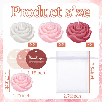 Treela 24 Set Flower Candles Wedding Favor for Guests Mini Dusty Pink Rose Shaped Tealight Candles for Return Gift Wedding Birthday Bridal Shower Housewarming Party