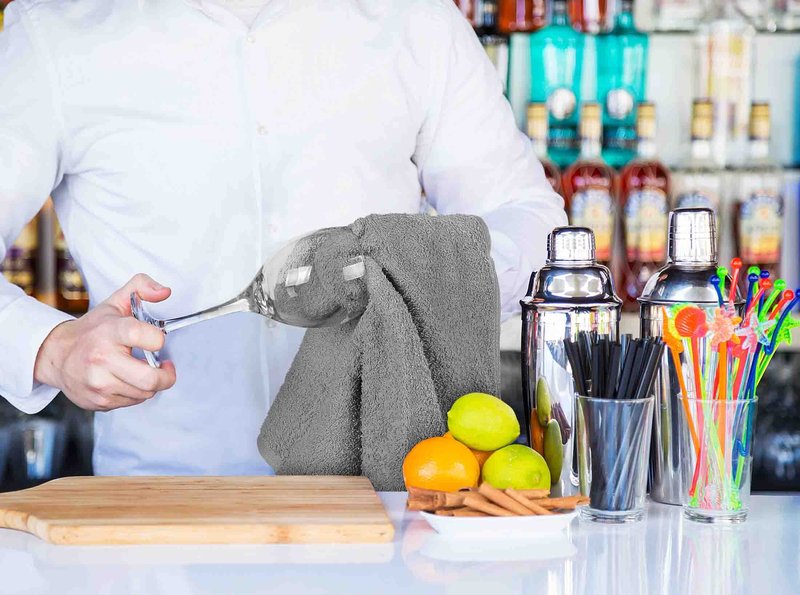 Utopia Towels Kitchen Bar Mops, Pack of 12, 16 by 19 Inches, 100% Cotton Super Absorbent Grey Towels, Multi-Purpose Cleaning Towels for Home and Kitchen Bars