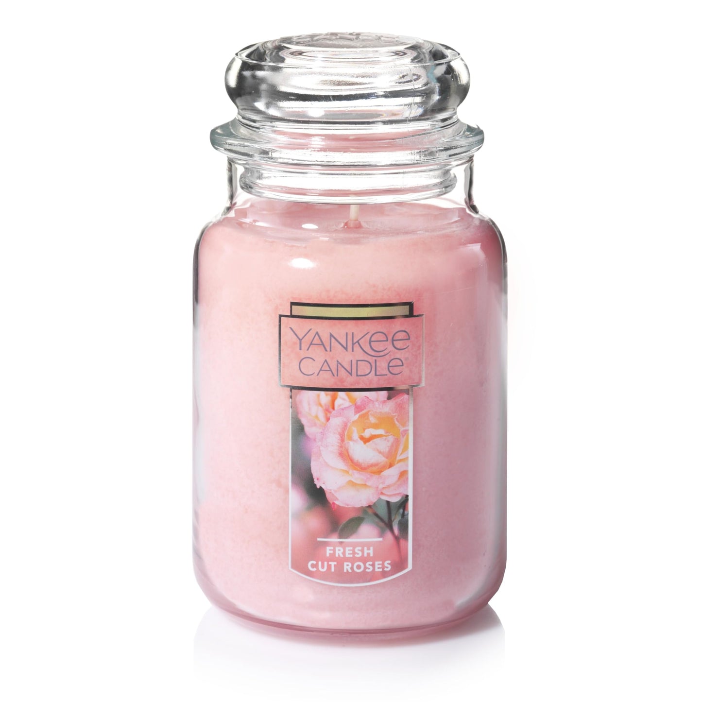Yankee Candle Fresh Cut Roses Scented Premium 22oz Single Wick Candle Over 110 Hours of Long-Lasting Aroma Ideal for Home Decor Gifting and Events Classic Large Jar Pink (Pack of 1)