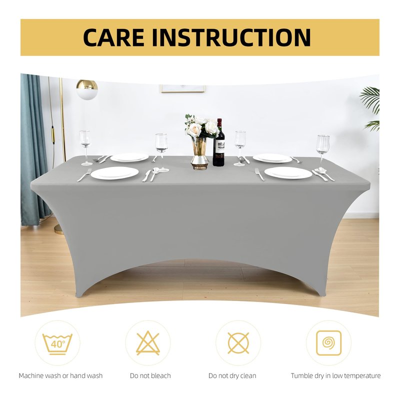 ZarzaaSik 114 10-Pack 6ft Spandex Table Covers for Rectangle Standard Folding Tables - Wrinkle Resistant Stretch Tablecloths - Ultimate Fitted Table Protector for Parties, Banquet, and Wedding