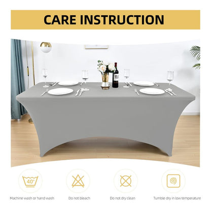 ZarzaaSik 116 6-Pack 8ft Spandex Table Covers for Rectangle Folding Tables - Washable Elastic Tablecloth - Ultimate Fitted Table Protector for Parties, Banquet, and Wedding