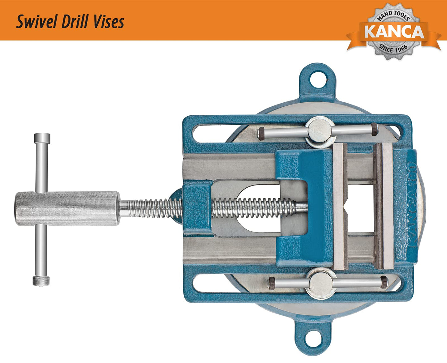 KANCA- SDRL-100, Swivel Drill Press Vise With 360° Swivel Base, 4 INCH,Preferred by Craftsman and Machinist for Drilling,Reaming Tapping Operations, Home Improvement,Woodworking, Blue Colour