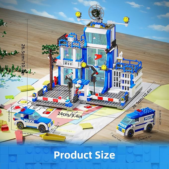 MindBox City Police Station Building Sets 570pcs City Police Sets Toy Building Bricks Kit for Boys 8-12