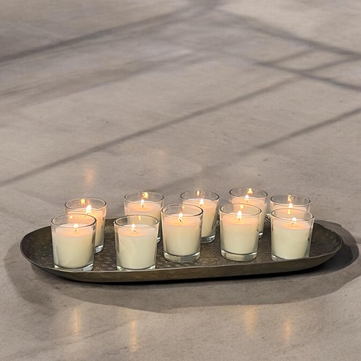 Stonebriar 48 Pack Unscented Long Burning Clear Glass Ivory Wax Filled Votive Candles