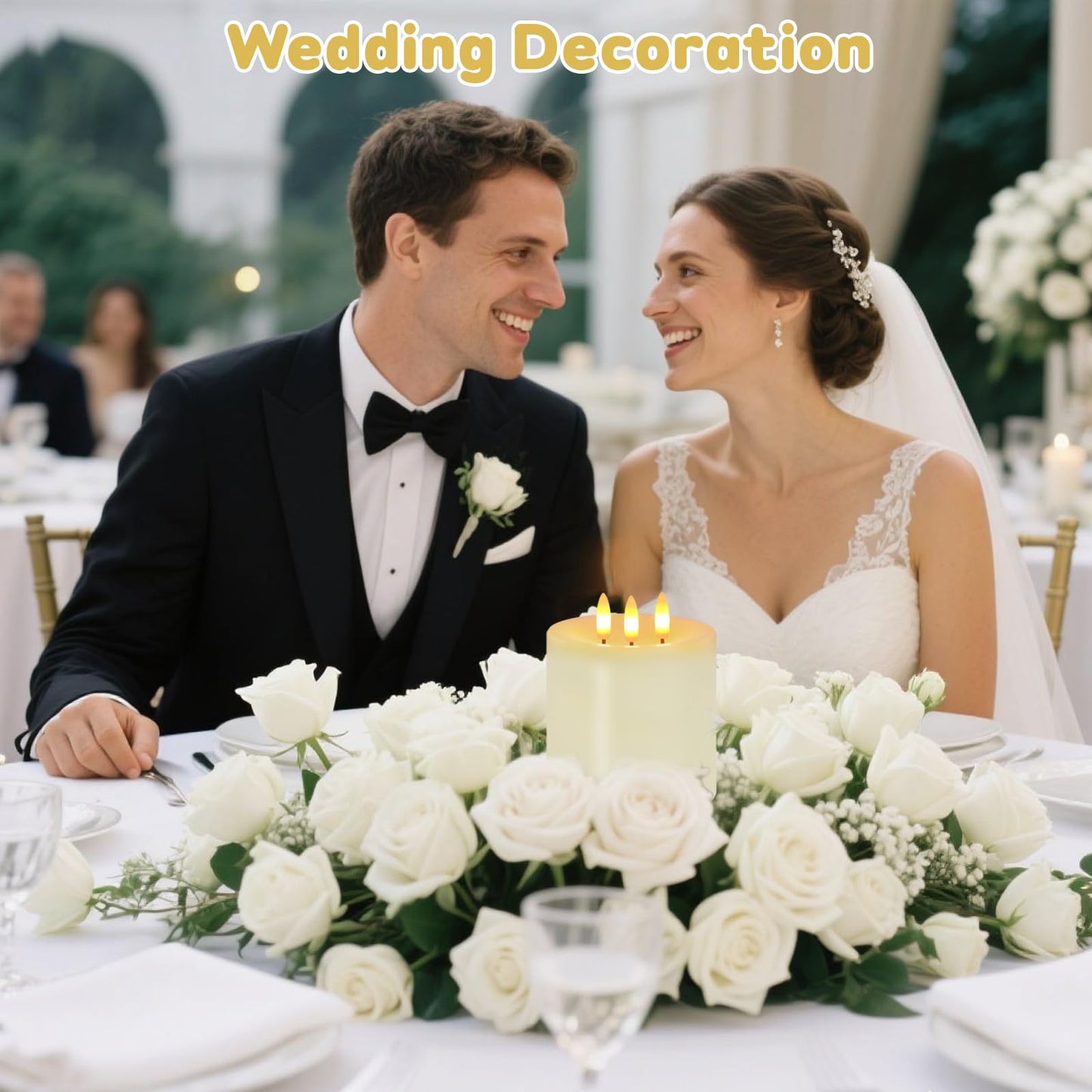 3 Wick Flameless Candles Set of 2, 4"x4" Flickering Large Flameless Candles with Remote & Timer, Dimmable Real Wax Electric Pillar Candles Battery Operated, LED Candles for Home Wedding Xmas Decor