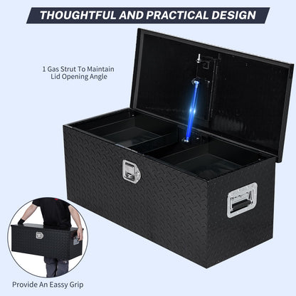 ExploreHorizon Heavy Duty Aluminum Truck Tool Box Waterproof Lockable Storage Toolbox for Pickup Beds, RVs & Trailers, Secure Organizer with Side Handles & Gas Strut Lid