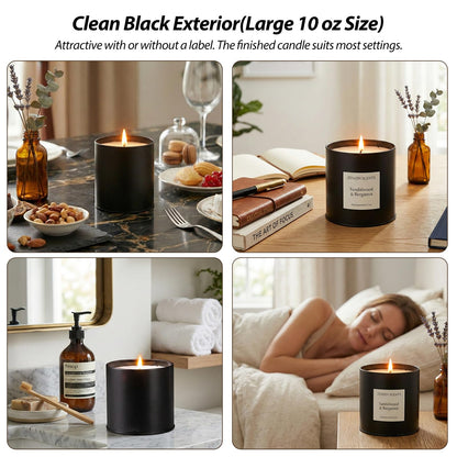 Nexuraze Empty Candle Tins for Making Candles with Lids, Tinplate Material, Warning Label Printed on Can Bottom (Black)