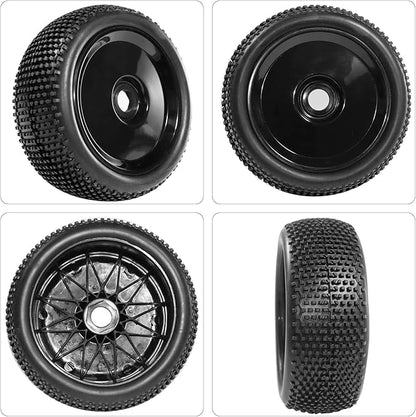 RC Station 17mm hex RC Wheels and Tires for Arrma Typhon Talion 6S 3S Team Losi 8Ight 1/8 RC Buggy Tires and Wheels Pre-glued Black 4PCS