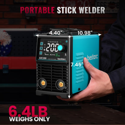 bestarc Stick Welder 200A, Large LED Display ARC/Lift TIG Welding Machine, 110V/220V Dual Voltage with Synergic Control, IGBT Inverter Portable MMA Welder Machine with Hot Start, Arc Force and VRD