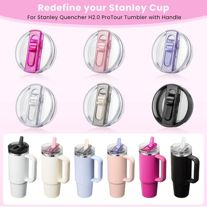 ANTAND 2 Pack Detachable Flip Straw Lid Replacement for 30 oz Stanley Quencher H2.0 & ProTour, Leakproof Spill Proof Lids Straw Cover for Stanley Cup Accessories 30oz, Easy to Clean (Cream, Cream)