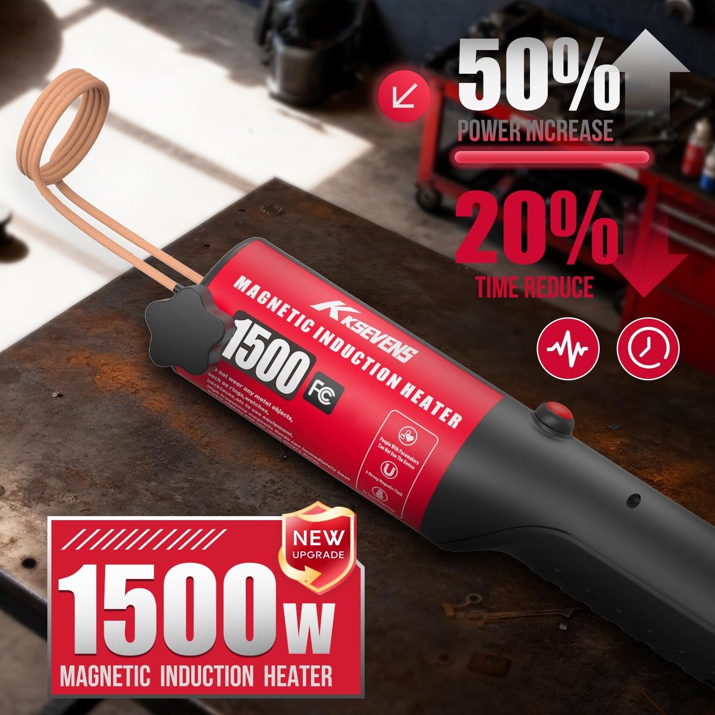 Induction Heater 1500W 110V Bolt Removal,Handheld Magnetic Induction Heater Tool with 12 Coils for Rusty Screw Removing,Red