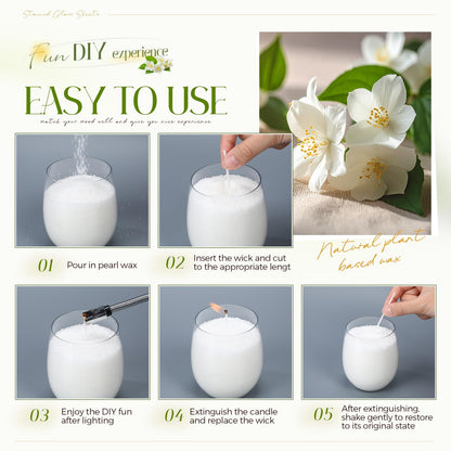 MTLEE Pearled Candle 4.4 Lb/70oz Mother's Day Mom Gifts Gardenia Jasmine Scented Sand Candle Kit Include 100 Wicks, Bow Gift Box, Spoon Reusable Pearled Wax for DIY Home Kit